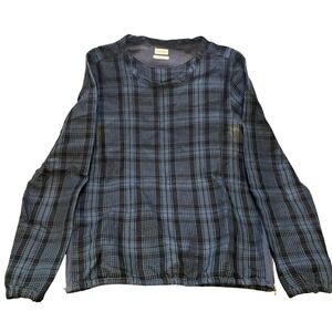 Paul Smith Shirt Mens Medium‎ Blue Plaid Side Zip Italy Academia Preppy